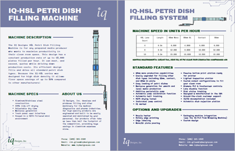 HSL petri dish filling machine flyer