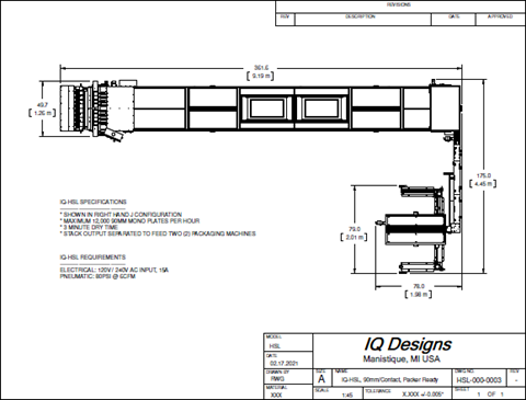 HSL petri dish filling machine example layout drawing